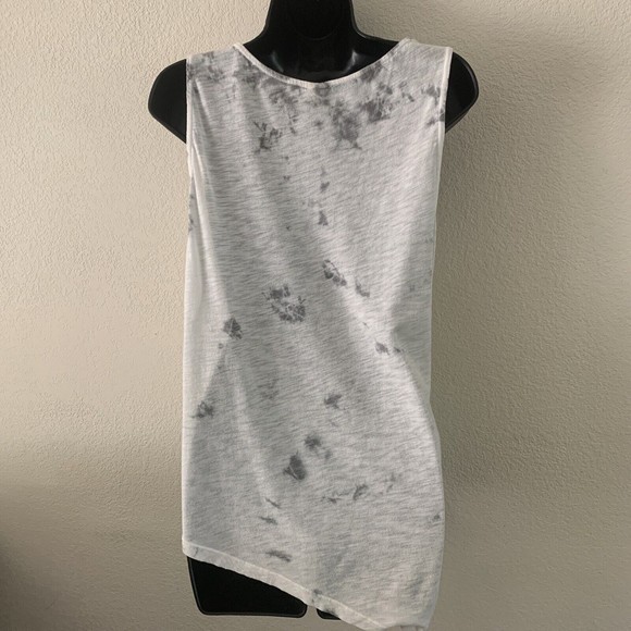 XCVI Tie Dye Tank Women's Size M Gray White Asymmetrical Knit Woven Combo #13050 - Picture 9 of 9